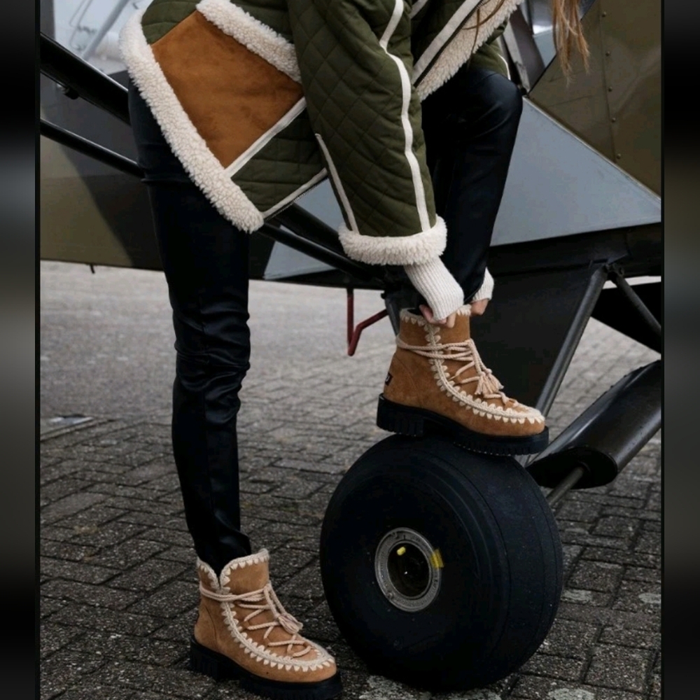 MOU MOU - Eskimo Combat Lace in Cognac Size 41 Retail $425 NWB